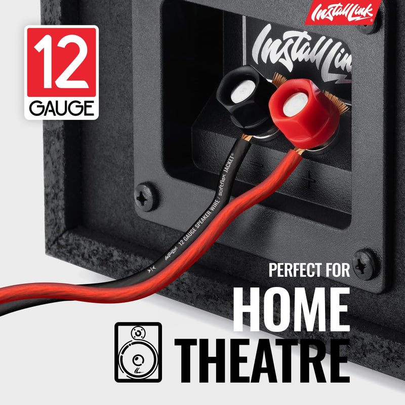 Install Link 12 AWG Gauge Speaker Wire Cable (30 Feet) Stereo, Car or Home Theater, CCA - Image 2